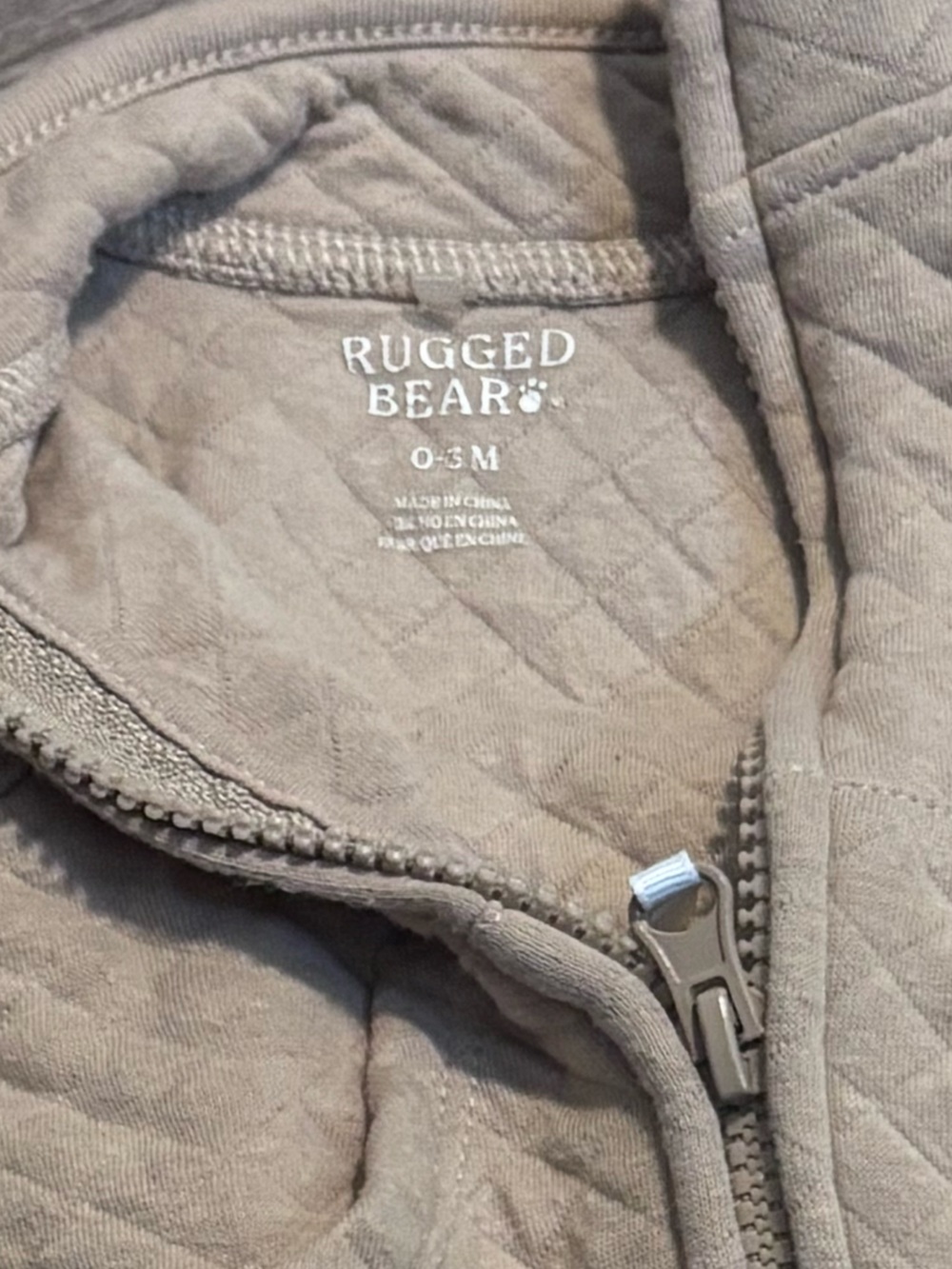 Kids Quilted Zip Jacket and Striped Bottoms Set in Tan - Picture 2 of 2
